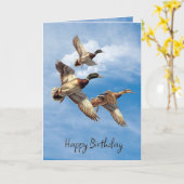 Carte Canards Mallard Anniversaire Dans Le Ciel (Fleur jaune)