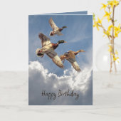 Carte Canards Mallard Anniversaire Dans Le Ciel (Fleur jaune)