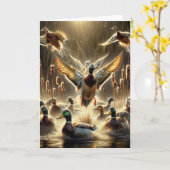 Carte Canards Mallard Pour La Fête des pères (Fleur jaune)