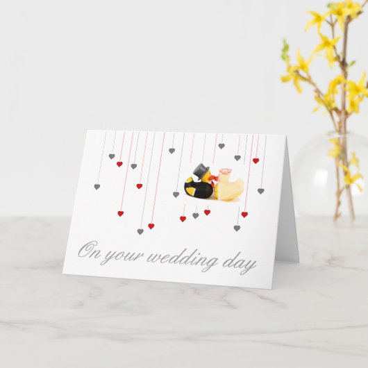 Carte canards mariages (Fleur jaune)