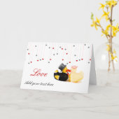 Carte canards mariages (Fleur jaune)