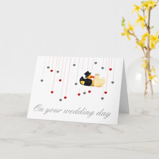 Carte Canards mariages 3 (Fleur jaune)