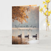 Carte Canards Sur Le Lac D'Automne Pour Anniversaire (Fleur jaune)