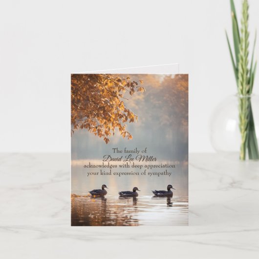 Carte Canards Sur Le Lac D'Automne Sympathy Merci (Devant)