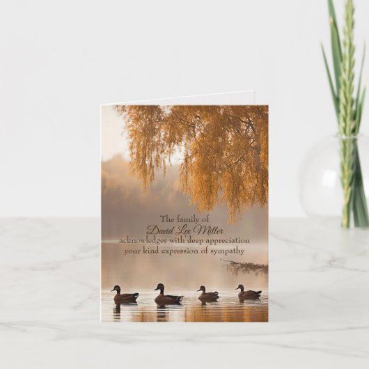 Carte Canards Sur Le Lac D'Automne Sympathy Merci (Devant)