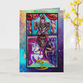 CARTE CANCER, CHARIOT, ASTROLOGIE TAROTE ZODIAC ANNIVERS (Fleur jaune)