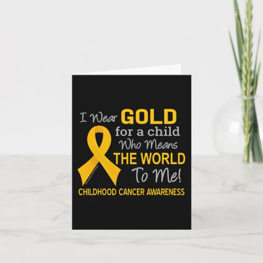 Carte Cancer de l'Enfance avec Ruban d'Or signifie Monde (Devant)