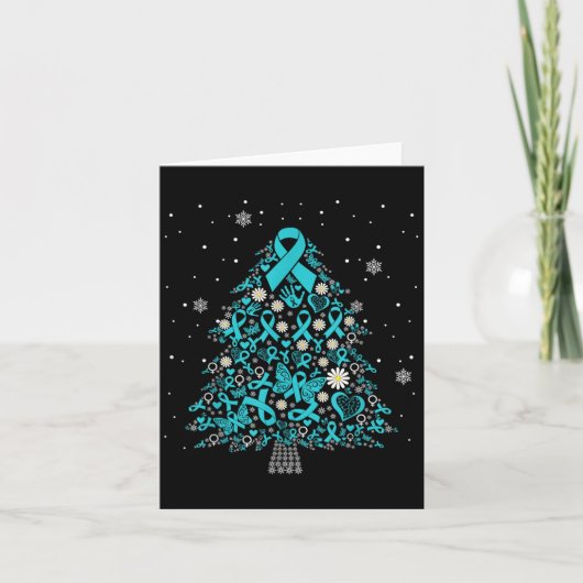 Carte Cancer de l'ovaire Sensibilisation Arbre de Noël T (Devant)