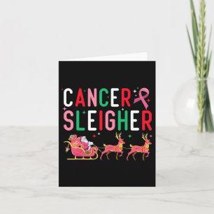 Carte Cancer du sein Noël Ruban rose Père Noël Traîneau 