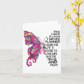 Carte Cancer du sein Papillon Forte Femme Rose Support (Fleur jaune)