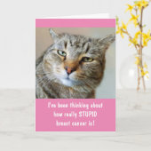 Carte Cancer du sein Rentable drôle Chat (Fleur jaune)