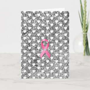 Carte Cancer du sein rose Ruban Parties scintillant en a