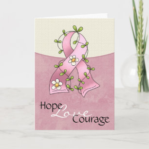 Carte Cancer du sein Ruban rose Hope Love Courage Card 2