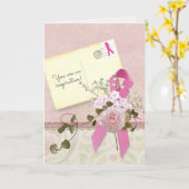 Carte Cancer du sein Ruban rose pour penser à vous (Fleur jaune)