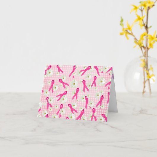 Carte Cancer du sein Rubans et marguerites roses (Fleur jaune)