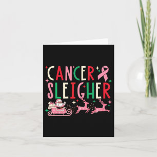 Carte Cancer Noël rose ruban Père Noël Sleigh Reindee