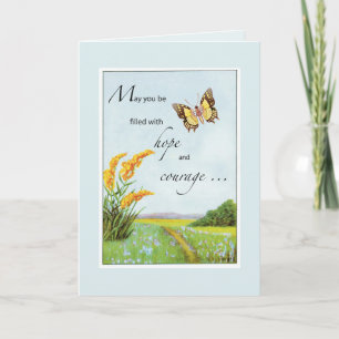 Carte Cancer Support Get Well Butterfly and Countryside