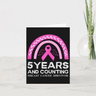 Carte Cancer Survivant Tee 5 ans Cancer Sans Rose Rainb
