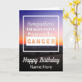 Carte Cancer Zodiac Caractéristiques amusantes Anniversa (Fleur jaune)