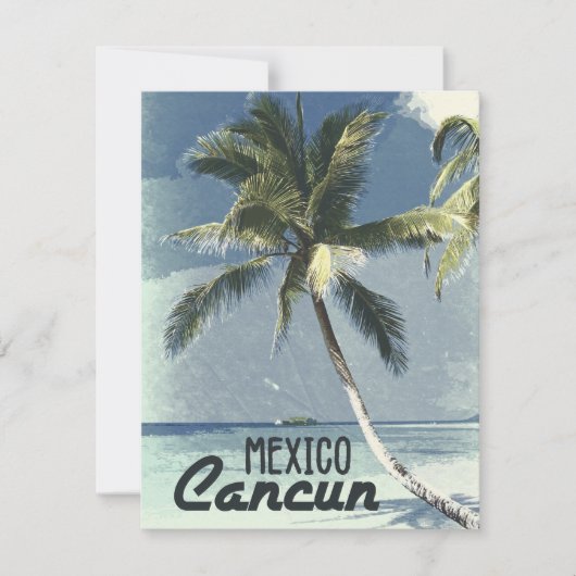 Carte Cancun, Mexique, Vacances de Wanderlust Vintage vo (Devant)