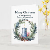 Carte Candle de Noël Wreath Frère et belle-soeur (Fleur jaune)