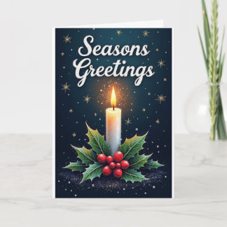 Carte Candle & Holly – Season’s Greetings