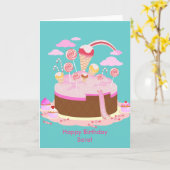 Carte Candy and chocolate cake for birthday party (Fleur jaune)