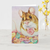 Carte Candy aquarelle souris marron Saint-Valentin sois  (Fleur jaune)