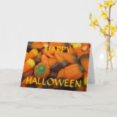 Carte Candy Corn d'automne "HAPPY HALLOWEEN" (Fleur jaune)