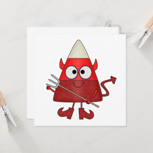 Carte Candy Corn Devil Halloween (Devant/Arrière en situation)