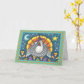 CARTE CANDY CORN TURQUIE "BON THANKSGIVING" FOLK ART (Fleur jaune)