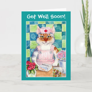 Carte Candy striper infirmière chats souhaits Get Well B