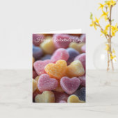 Carte Candys en forme de coeur rose Valentine's Greeting (Fleur jaune)