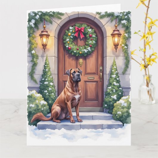 Carte Cane Corso Grand Door Evergreen Christmas Art (Fleur jaune)