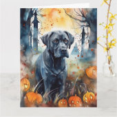 Carte Cane Corso Halloween avec citrouilles épouvantable (Fleur jaune)