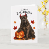 Carte Cane Corso Halloween Chien Diable (Fleur jaune)