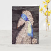 Carte Caniche avec la boucle d'oreille de perle (Fleur jaune)