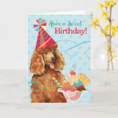 Carte Caniche d'anniversaire doux (Fleur jaune)
