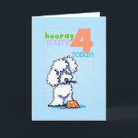 Carte Caniche de l'âge 4 de joyeux anniversaire<br><div class="desc">Personnalisez cette 4ème carte d'anniversaire d'art unique d'enfant avec votre propre message personnel à l'intérieur. L'art et la surface blancs de caniche conçoivent par des cartes d'Art. Find de -Laisse pour plus d'âges dans notre magasin.</div>