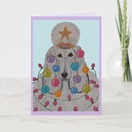 Carte Caniche décoré pour Noël (Devant)