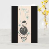 Carte Caniche français vintage (Fleur jaune)