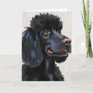 Carte Caniche noir Chien Aquarelle Animal de compagnie