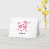 Carte caniche rose (Fleur jaune)