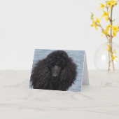 Carte Caniche standard à la plage (Fleur jaune)