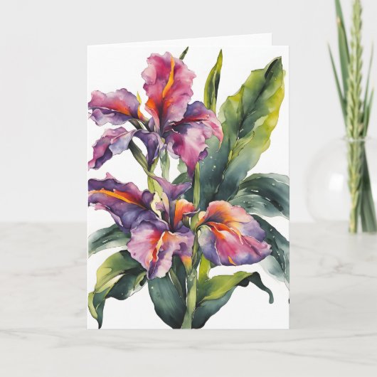 Carte Canna - Fleurs aquarelle (Devant)