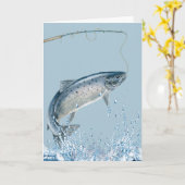 Carte Canne à pêche et poisson de retraite  (Fleur jaune)