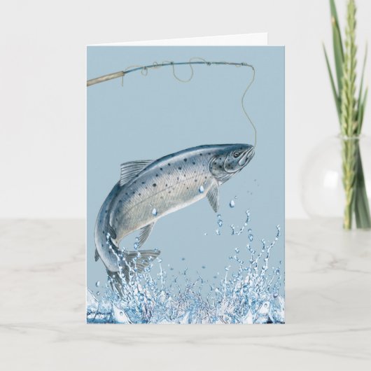 Carte Canne à pêche et poisson pour la retraite (Devant)
