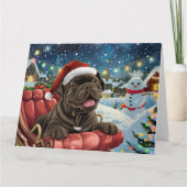 Carte Canne Corso Chien à Sleigh Neige Noël (Devant)