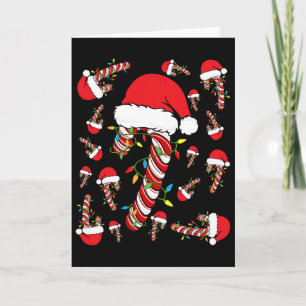 Carte Canne de bonbon joyeuse et lumineuse rouge et blan