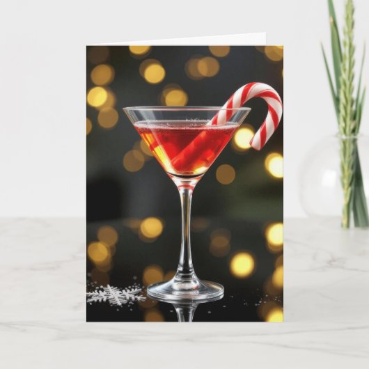 Carte Canne de Noël dans un cocktail (Devant)